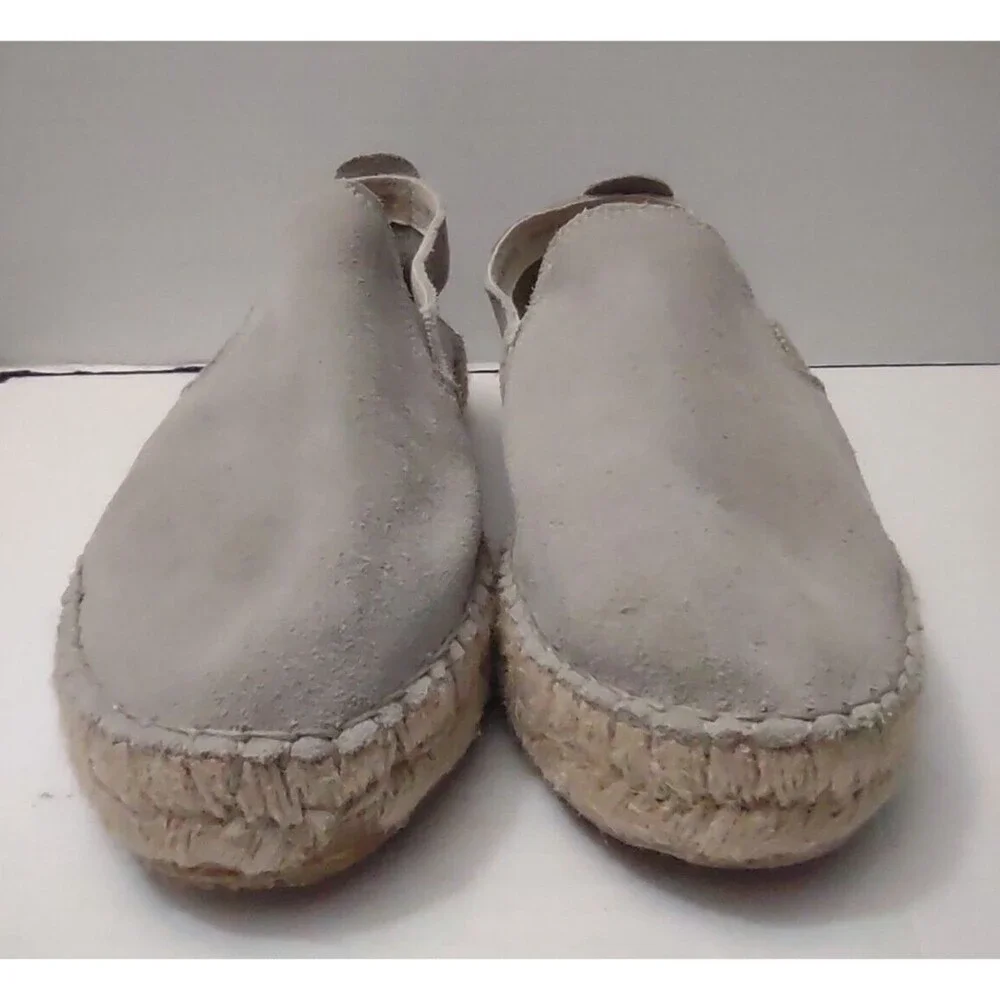 Fabiolas Women's Espadrille Slip On Shoe 38/US 7.5 Gray Suede Platform Loafer